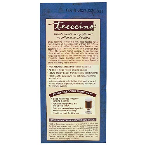 Teeccino Dandelion Herbal Coffee Alternative – Caramel Nut - Gro