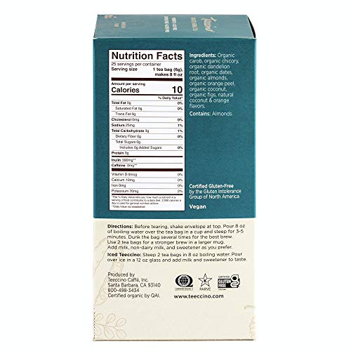 Teeccino Dandelion Tea – Coconut – Rich &Amp; Roasted Herbal Tea Tha