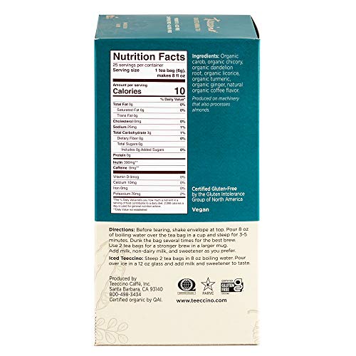 Teeccino Dandelion Tea – Turmeric – Rich &Amp; Roasted Super Herb Te