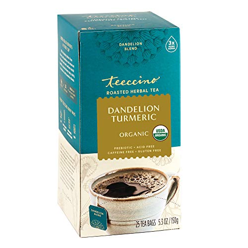 Teeccino Dandelion Tea – Turmeric – Rich &Amp; Roasted Super Herb Te