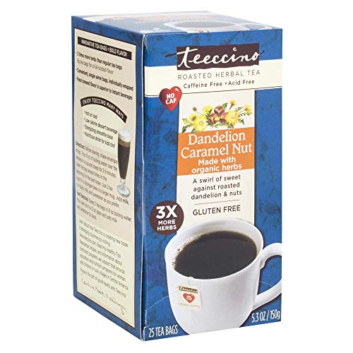 Teeccino Dandelion Tea – Caramel Nut - Roasted Herbal Tea | Orga