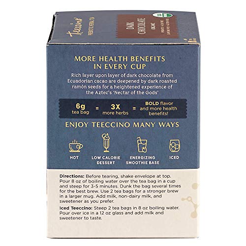 Teeccino Dark Chocolate Prebiotic SuperBoost Herbal Tea - Suppo...