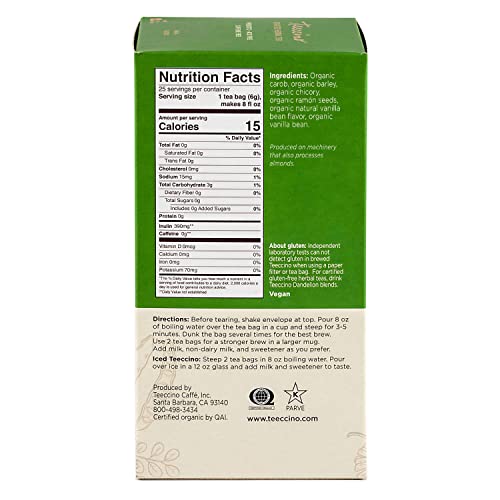 Teeccino French Vanilla Herbal Tea - Rich & Roasted Herbal Tea T...