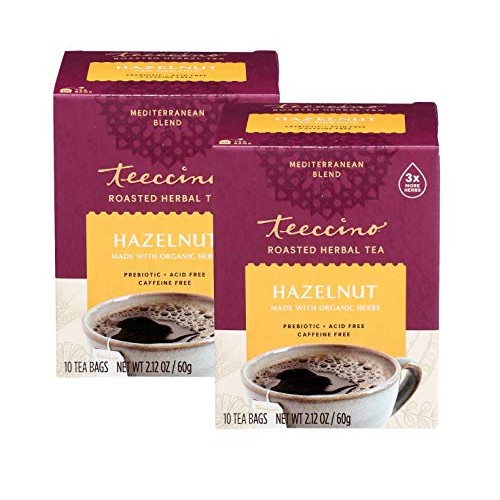 Teeccino Hazelnut Chicory Herbal Tea Caffeine Free Medium Roast,