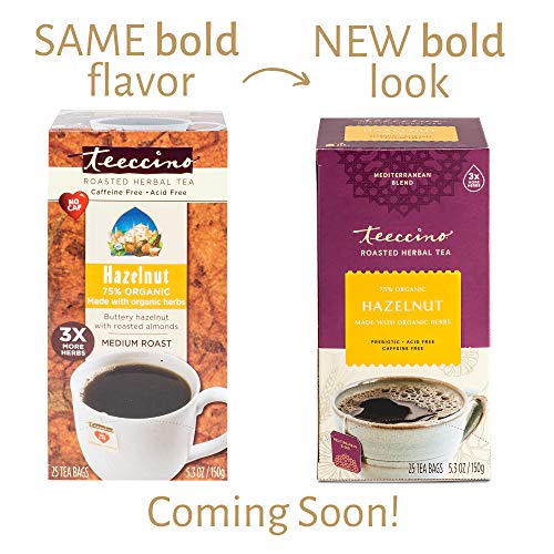 Teeccino Herbal Tea - Hazelnut - Organic Roasted Chicory Root, C