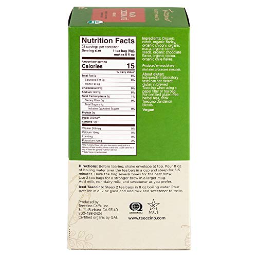 Teeccino Herbal Tea – Maca Chocolaté – Adaptogenic Peruvian Maca