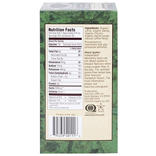 Teeccino Herbal Tea – French Roast – Roasted Chicory Coffee Alte