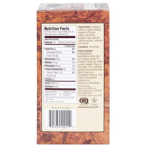 Teeccino Herbal Tea – Vanilla Nut – Roasted Chicory Tea | Caffei