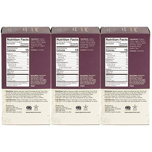 Teeccino Java, Orange, Almond Amaretto Herbal Tea Variety Pack -...