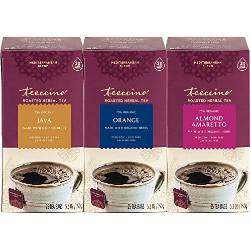 Teeccino Java, Orange, Almond Amaretto Herbal Tea Variety Pack -...