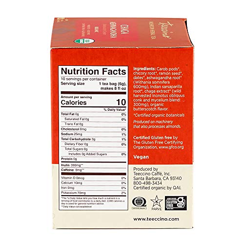 Teeccino Mushroom Adaptogen Tea – Chaga Ashwagandha French Roast