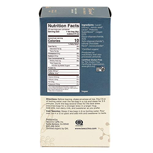 Teeccino Prebiotic Superboost Herbal Tea – Dark Chocolate – Sup