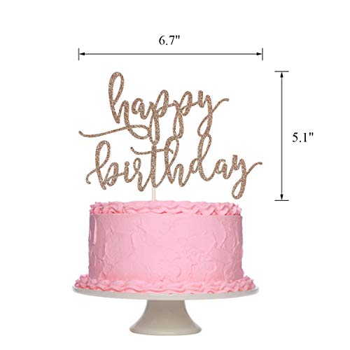 Rose Gold Glittery Happy Birthday Cake Topper For Birthday Party