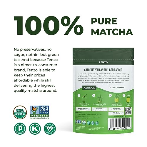 Tenzo Matcha Green Tea Powder - Matcha Powder USDA Organic Premi...