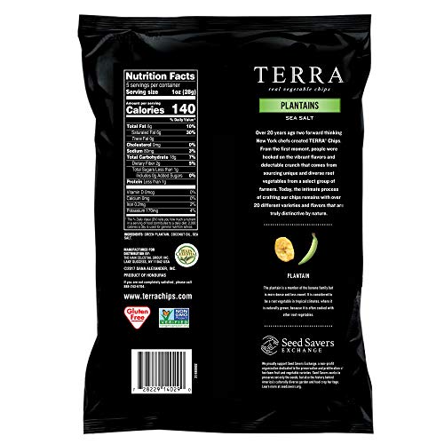 Terra Plantains Chips With Sea Salt, 5 Oz Pack Of 12