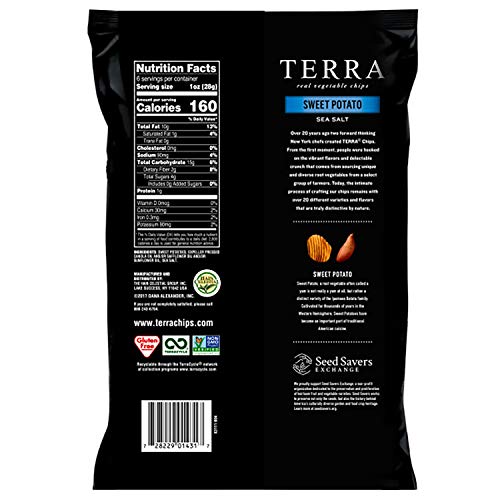 Terra Sweet Potato Vegetable Chips With Sea Salt, 6 Oz Pack Of 12