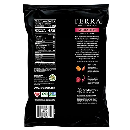 Terra Sweets &Amp; Beets Chips, No Salt Added, 6 Oz. Pack Of 12