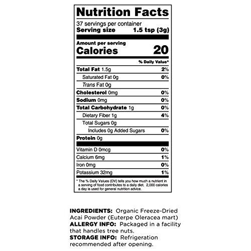 Terrasoul Superfoods Organic Acai Berry Powder, 4 Oz - Freeze-Dr