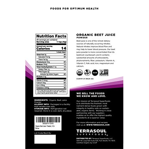 Terrasoul Superfoods Organic Beet Juice Powder, 4 Oz - Grown In