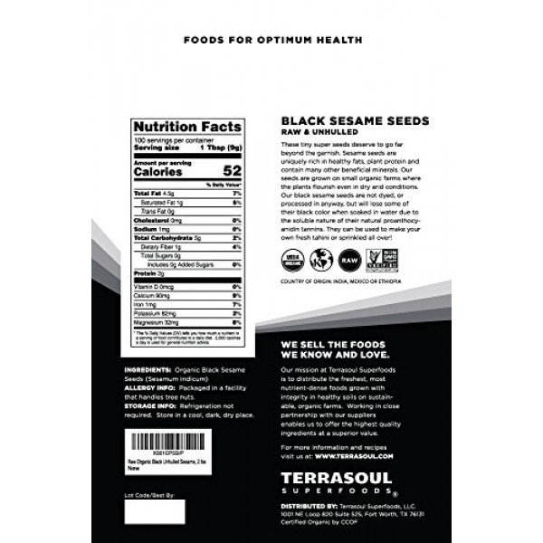 Terrasoul Superfoods Organic Black Sesame Seeds, 4 Lbs 2 Pack ...