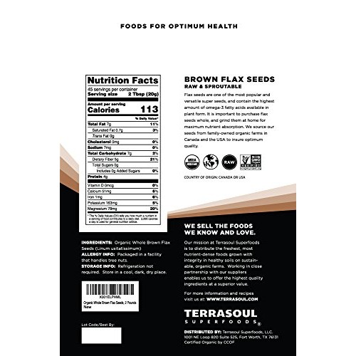 Terrasoul Superfoods Organic Brown Flax Seeds, 4 Lbs 2 Pack