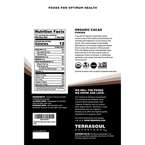 Terrasoul Superfoods Organic Cacao Powder, 3 Lbs 3 Pack - Raw