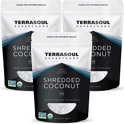 Terrasoul Superfoods Organic Coconut Flakes, 3 Lbs 3 Pack - Fi