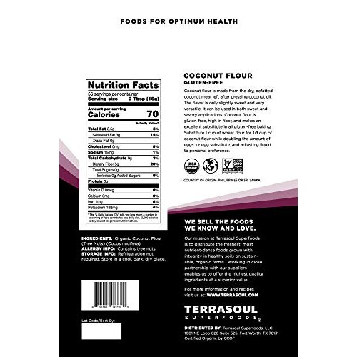 Terrasoul Superfoods Organic Coconut Flour, 6 Lbs 3 Pack - Glu