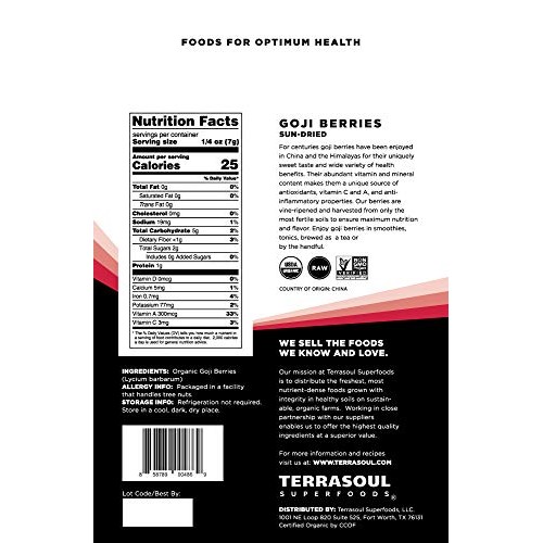 Terrasoul Superfoods Organic Goji Berries, 16 Oz - Large Size |