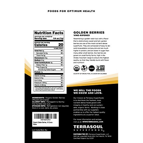 Terrasoul Superfoods Organic Golden Berries, 16 ounces