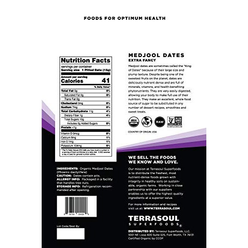 Terrasoul Superfoods Organic Medjool Dates, 4 Lbs - Soft Chewy T