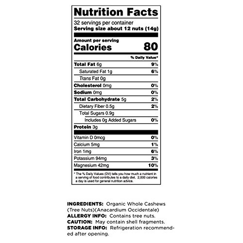 Terrasoul Superfoods Organic Raw Whole Cashews, 16 Ounce