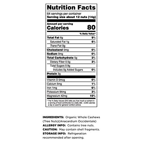 Terrasoul Superfoods Organic Raw Whole Cashews, 4 Pounds