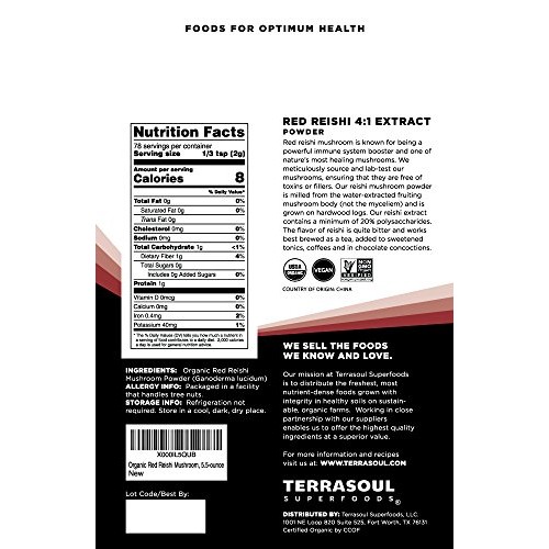 Terrasoul Superfoods Organic Reishi Mushroom Powder 4:1 Extract