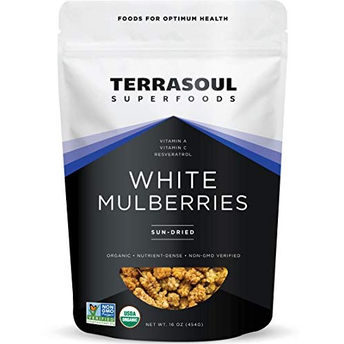Terrasoul Superfoods Organic Sun-Dried White Mulberries, 1 Lb -