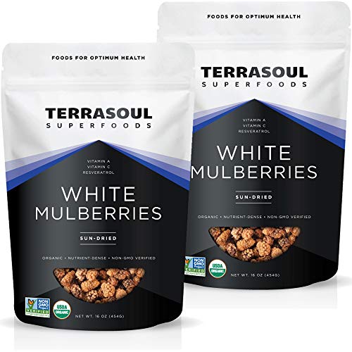 Terrasoul Superfoods Organic Sun-Dried White Mulberries, 2 Lbs