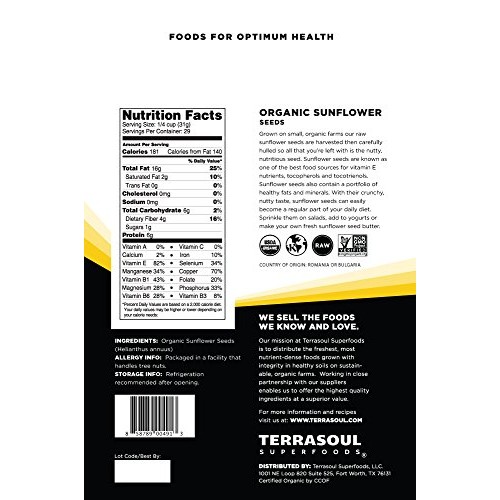 Terrasoul Superfoods Organic Sunflower Seeds, 4 Lbs 2 Pack - H