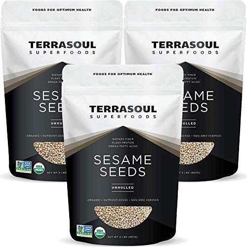 Terrasoul Superfoods Organic Unhulled Sesame Seeds, 6 Lbs 3 Pac