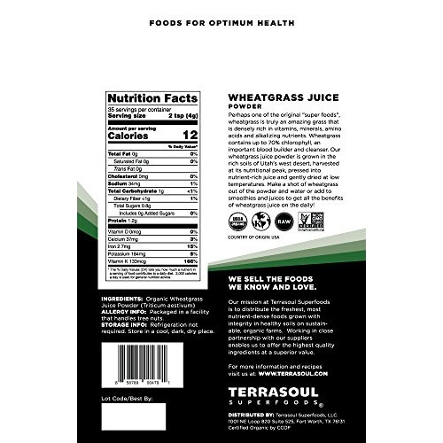 Terrasoul Superfoods Organic Wheat Grass Juice Powder, 5 Ounces