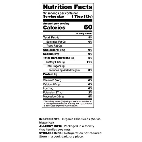 Terrasoul Superfoods Organic White Chia Seeds, 16 Oz - Omega Fat