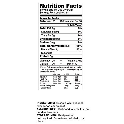 Terrasoul Superfoods Organic White Quinoa, 6 Lbs - Pre-Washed |