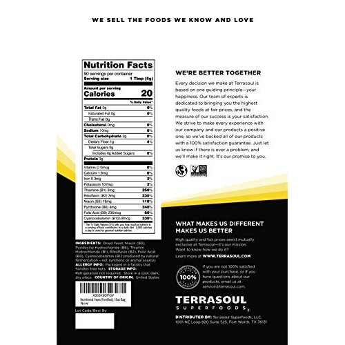 Terrasoul Superfoods Premium Nutritional Yeast Flakes, 16Oz - Fo