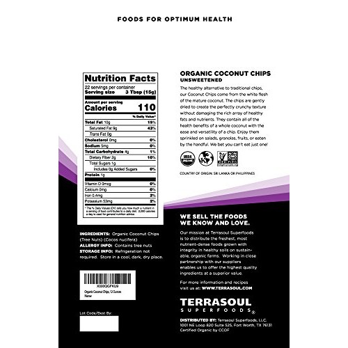 Terrasoul Superfoods Raw Coconut Chips Organic, 1.5 Lbs 2 Pack