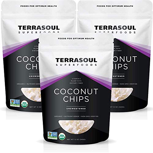 Terrasoul Superfoods Raw Coconut Chips Organic, 2.25 Lbs 3 Pack