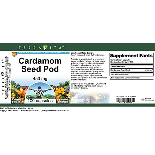 Cardamom Seed Pod - 450 Mg 100 Capsules, Zin: 514432
