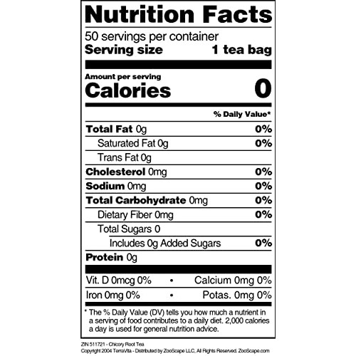 Chicory Root Tea 50 Tea Bags, Zin: 511721