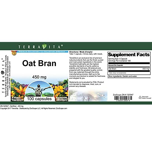 Oat Bran - 450 Mg 100 Capsules, Zin: 520947 - 2 Pack