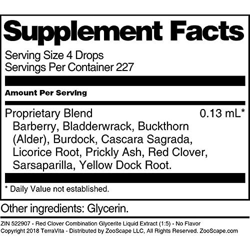 Red Clover Combination Glycerite Liquid Extract 1:5 - No Flavo