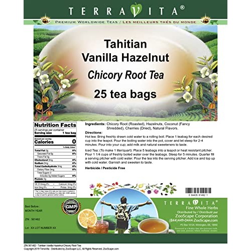 Tahitian Vanilla Hazelnut Chicory Root Tea 25 Tea Bags, Zin: 56