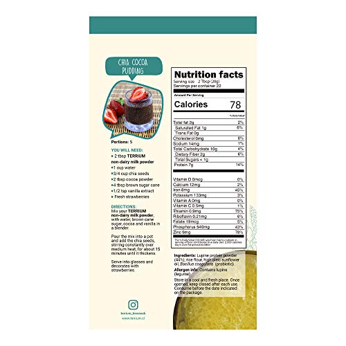 Terrium Lupin And Rice Plant-Based Milk Powder 16Oz - Vegan Milk